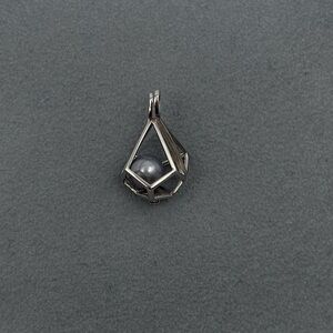 Elegant Silver Pearl Cage Pendant